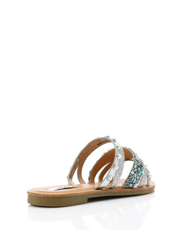 HOT-DJTV-002 Decorative Studs And Pearls Flat Slipper