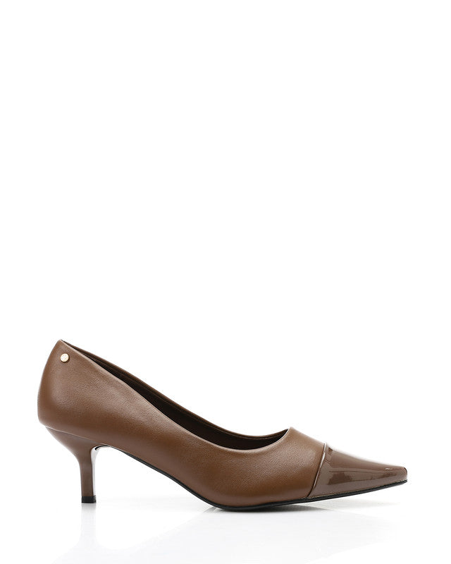 HOT-DVTX-007 Pointed Toecap Leather Plain Heels