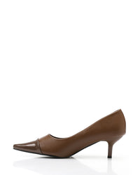 HOT-DVTX-007 Pointed Toecap Leather Plain Heels