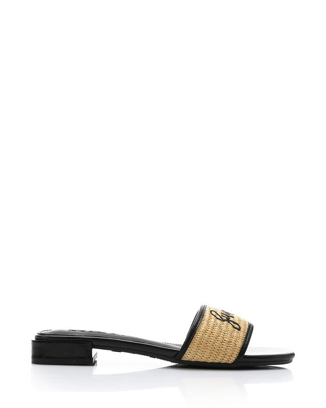 JAL-DJTV-029 Embroidered Flat Leather Slipper