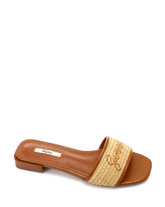 JAL-DJTV-029 Embroidered Flat Leather Slipper