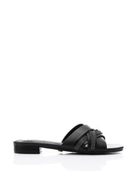 JAL-DJTV-050 Black Luxe Crisscross Slide Slipper