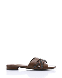 JAL-DJTV-050 Black Luxe Crisscross Slide Slipper