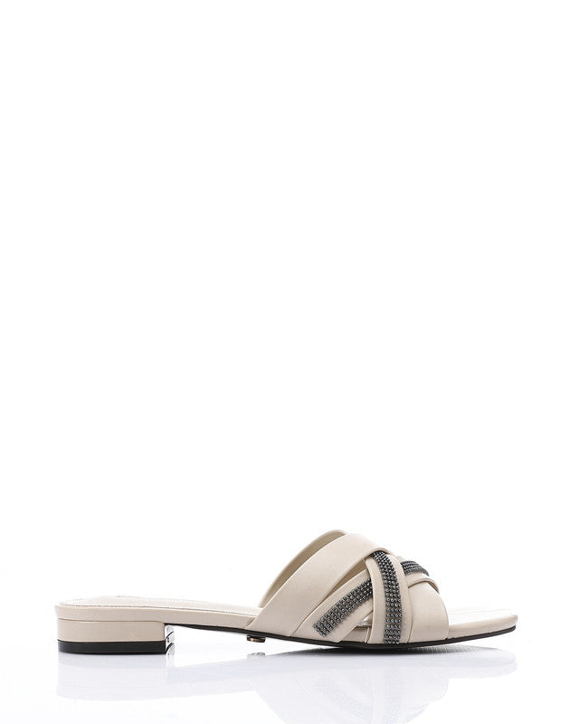 JAL-DJTV-050 Black Luxe Crisscross Slide Slipper