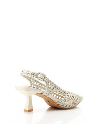 JAL-DJTX-018 Cream Woven Mesh Slingback Heels