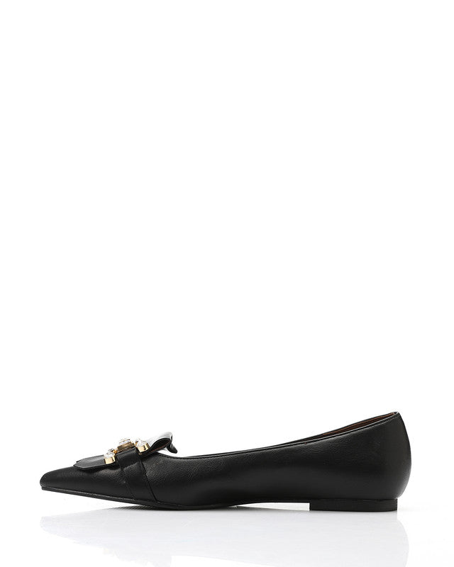 JAL-DVTX-008 Leather Pointed Toe Cap Ballerina