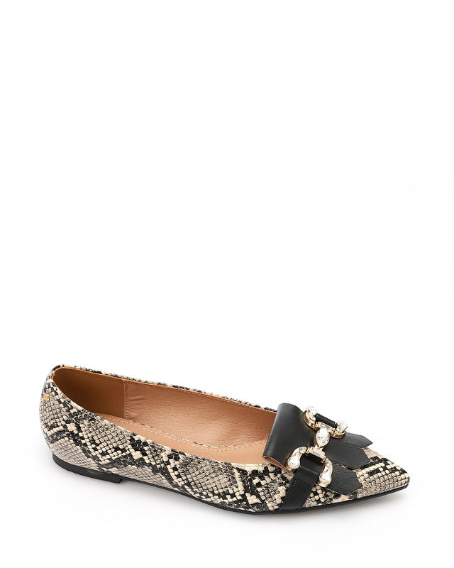JAL-DVTX-008 Leather Pointed Toe Cap Ballerina