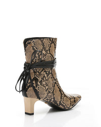 JAL-DVTX-013 Stylish Heeled Blacksnake Textured Patterned Boot