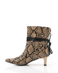 JAL-DVTX-013 Stylish Heeled Blacksnake Textured Patterned Boot