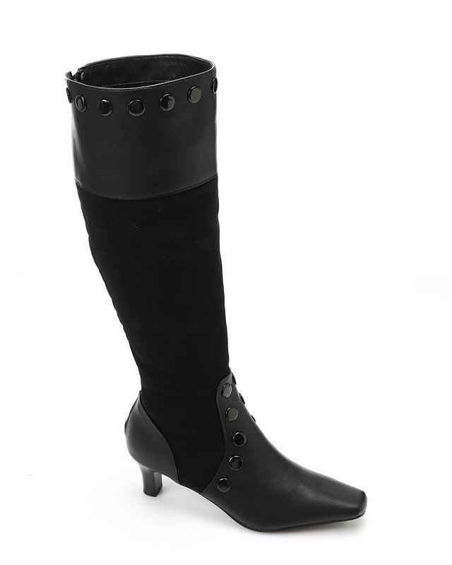 JAL-DVTX-016  High Knee Studded Heeled Boot