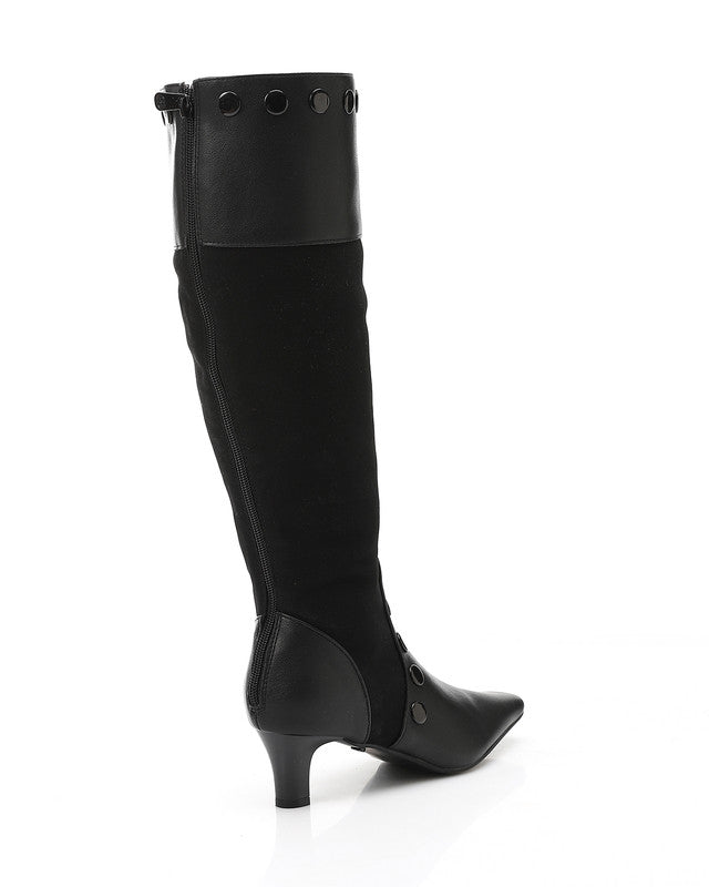 JAL-DVTX-016  High Knee Studded Heeled Boot