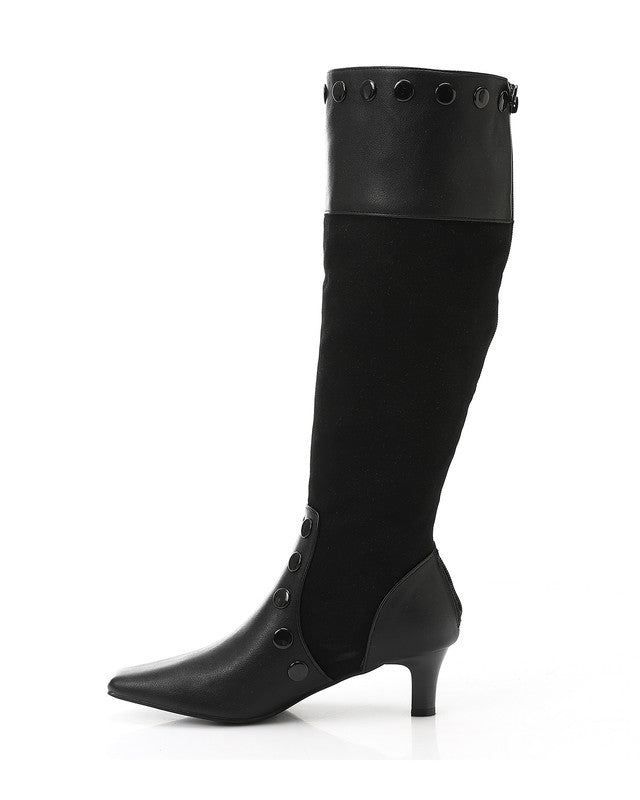 JAL-DVTX-016  High Knee Studded Heeled Boot