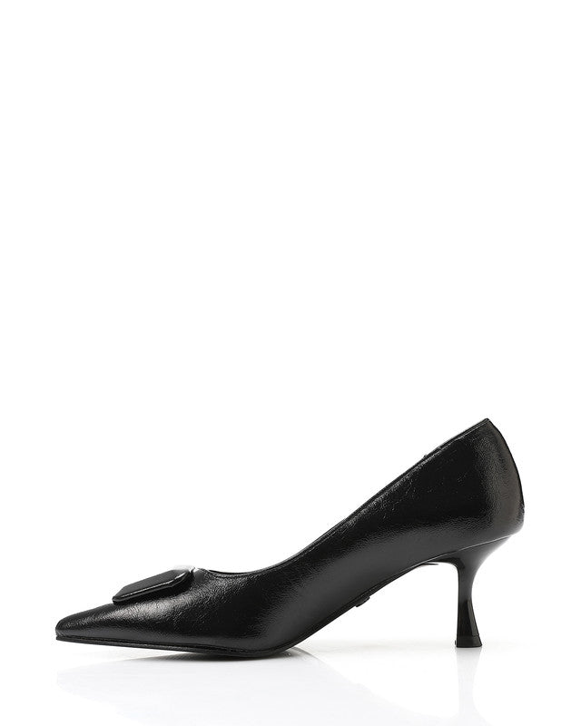JAL-DVTX-018 Leather Plain With A Middle Buckle Heels