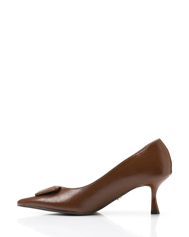 JAL-DVTX-018 Leather Plain With A Middle Buckle Heels