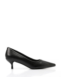 JAL-DVTX-019 Simple Plain Leather Brown Mid Heels
