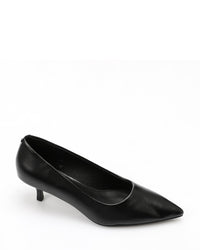 JAL-DVTX-019 Simple Plain Leather Brown Mid Heels