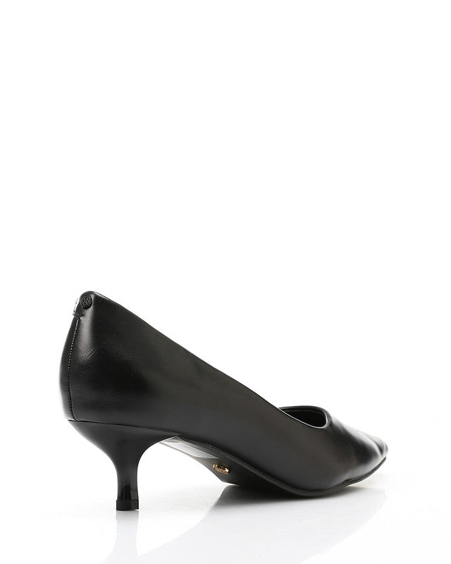 JAL-DVTX-019 Simple Plain Leather Brown Mid Heels