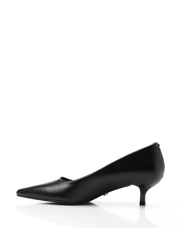 JAL-DVTX-019 Simple Plain Leather Brown Mid Heels