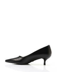 JAL-DVTX-019 Simple Plain Leather Brown Mid Heels