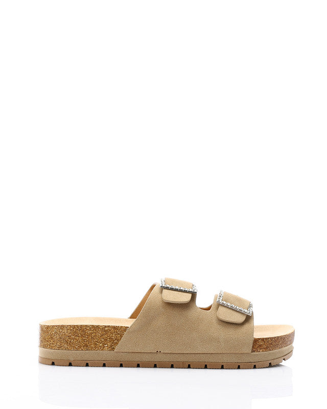 KND-DJTV-010 Double Diamond Buckle Suede Slippers