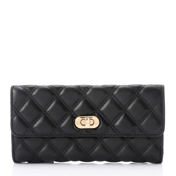 LID-DJTV-029 Lock Closure Quilted Wallet