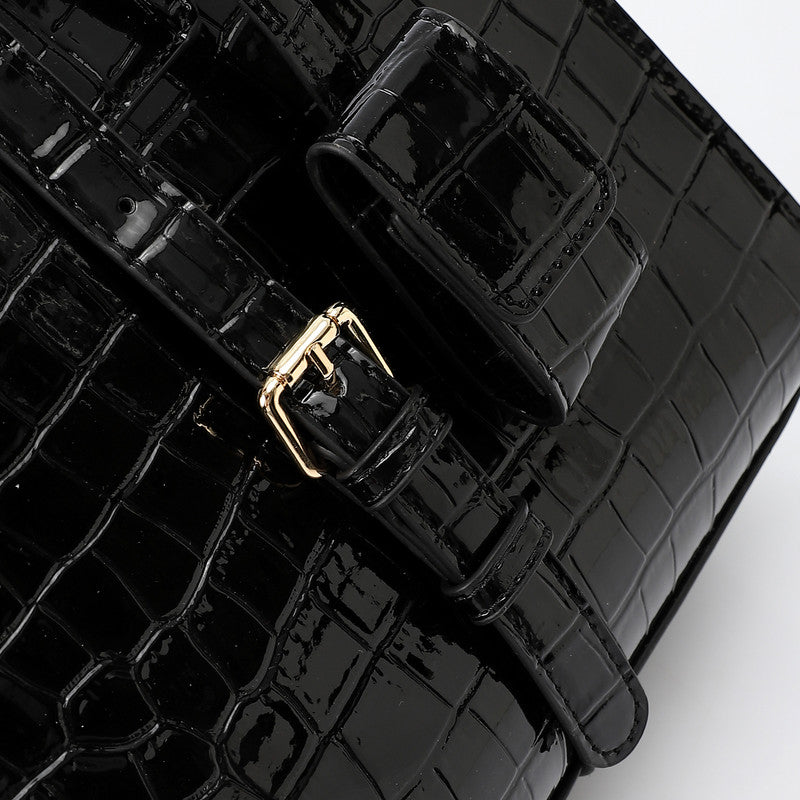 LID-DVTX-005  Croc Embossed Zipper Handbag