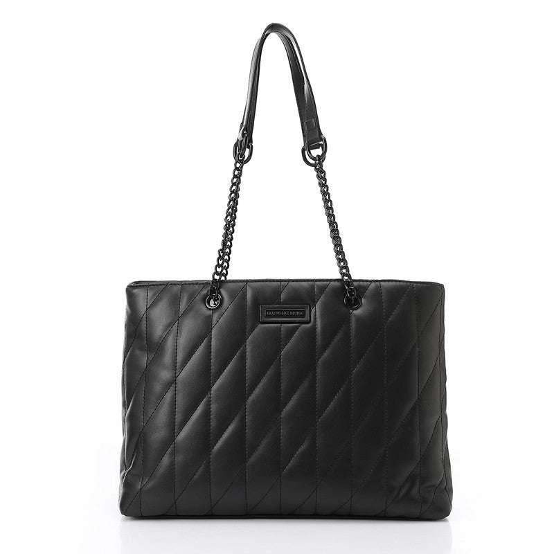 LID-DVTX-015  Cross Patterened Leather Shoulder Bag