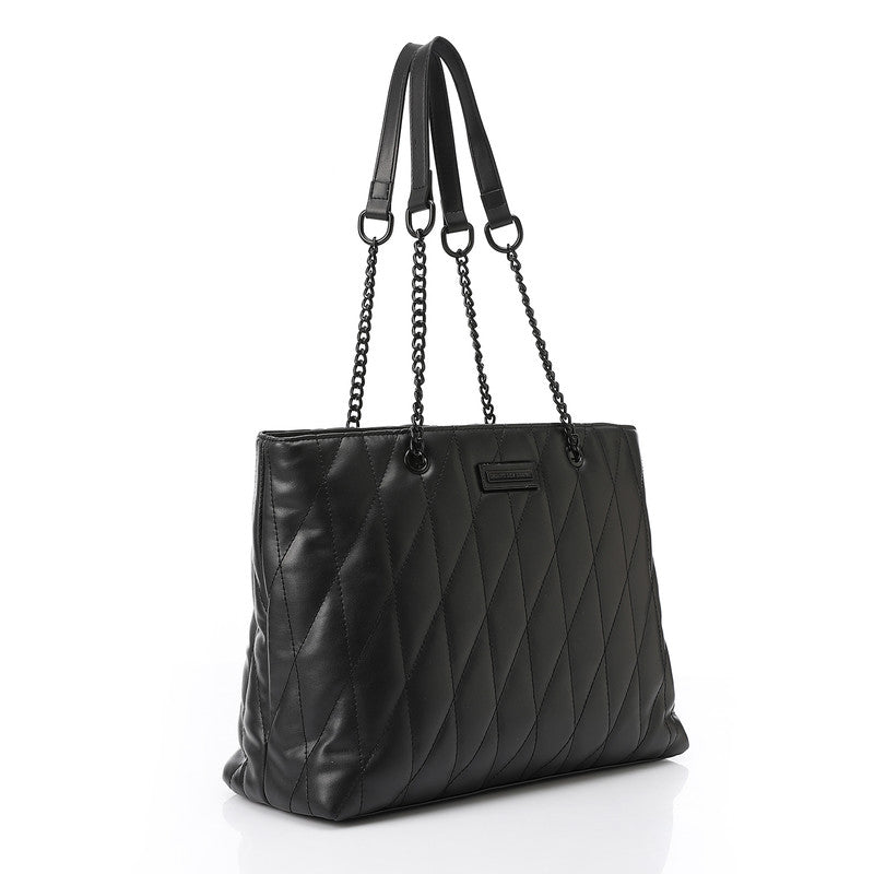 LID-DVTX-015  Cross Patterened Leather Shoulder Bag