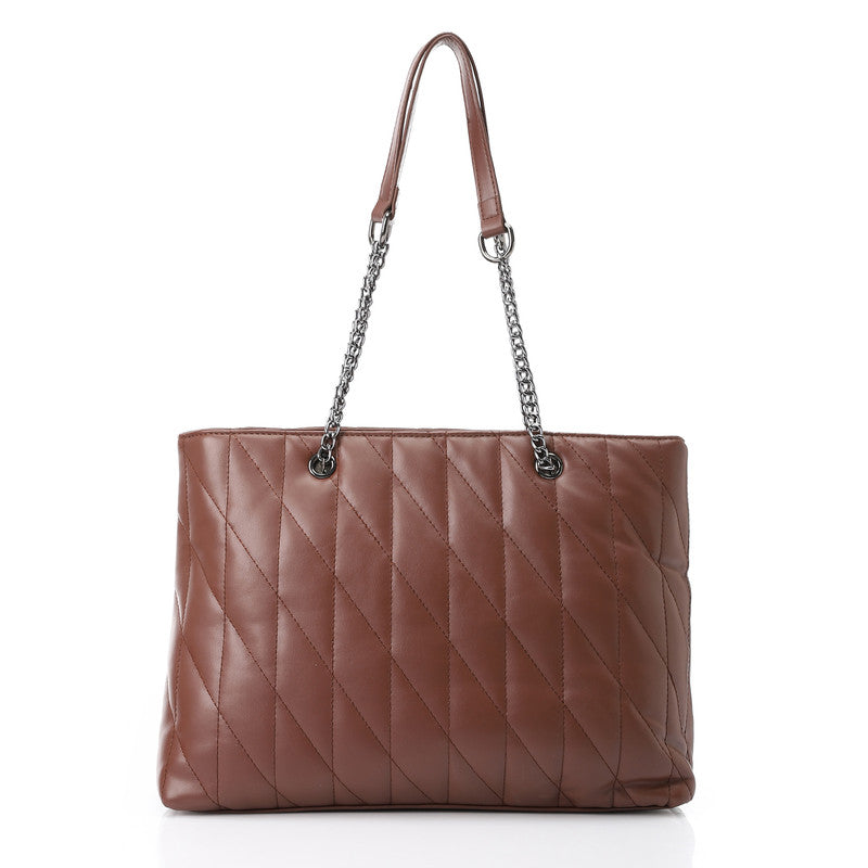 LID-DVTX-015  Cross Patterened Leather Shoulder Bag