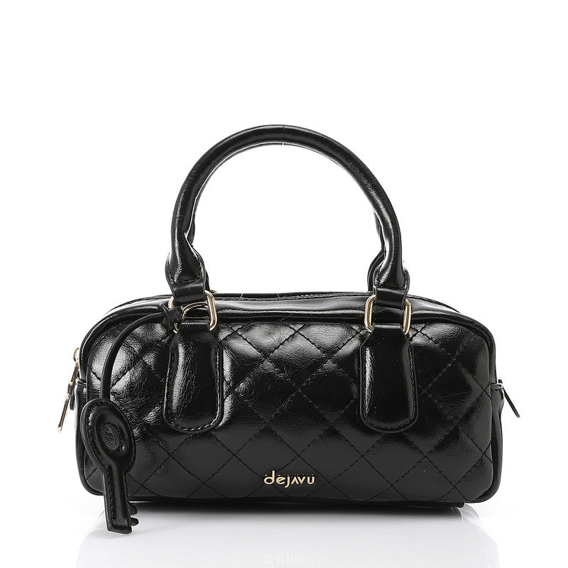 LID-DVTX-029  Quilted Bowler Shinny Handbag
