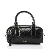 LID-DVTX-029  Quilted Bowler Shinny Handbag