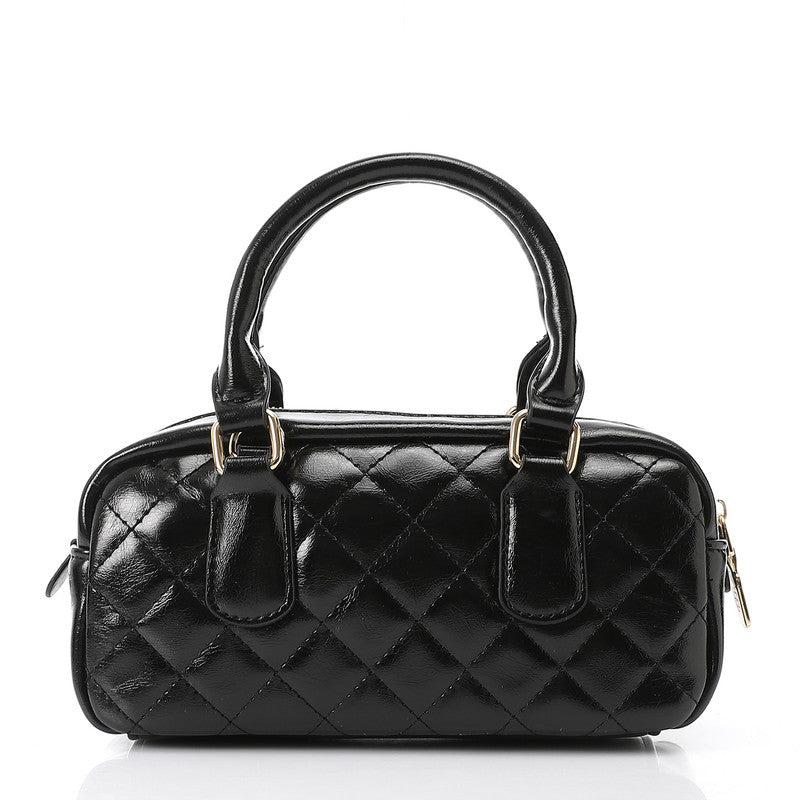 LID-DVTX-029  Quilted Bowler Shinny Handbag