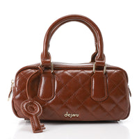 LID-DVTX-029  Quilted Bowler Shinny Handbag