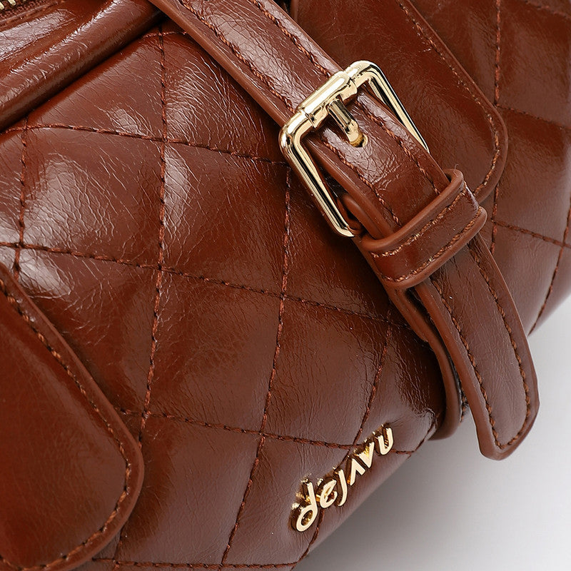 LID-DVTX-029  Quilted Bowler Shinny Handbag