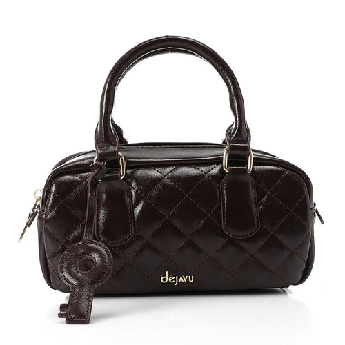 LID-DVTX-029  Quilted Bowler Shinny Handbag