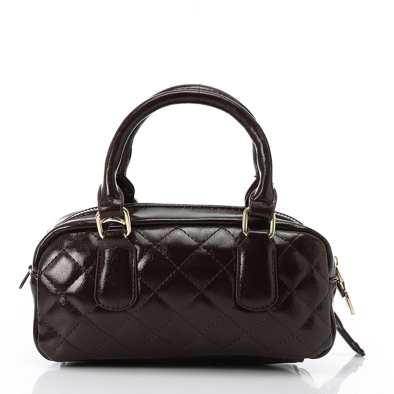 LID-DVTX-029  Quilted Bowler Shinny Handbag