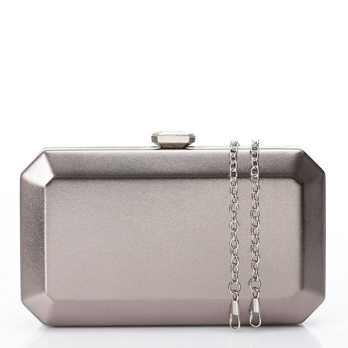 LID-DVTX-060 Metalic Clip On Silver Clutch