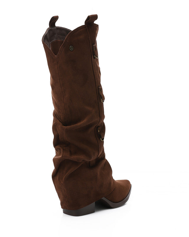 PRD-DVTX-005 Fold Slip On Knee High Boots