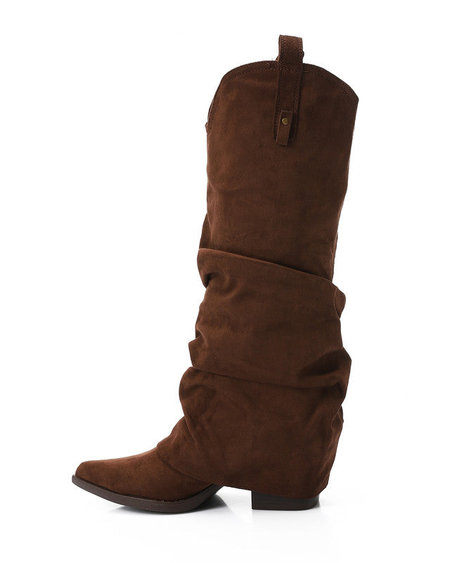 PRD-DVTX-005 Fold Slip On Knee High Boots