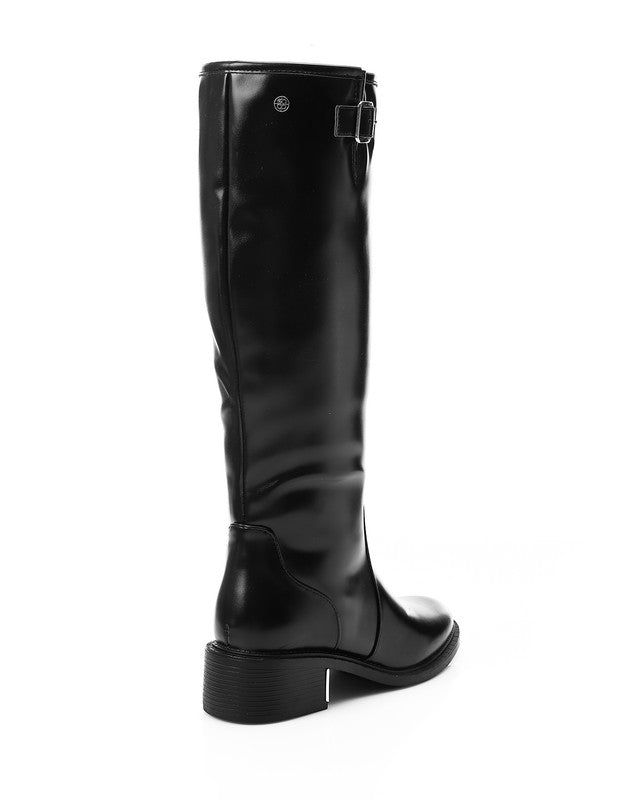 PRD-DVTX-008 Mid Heel Leather Knee High Boots
