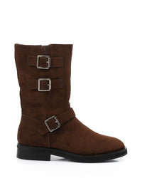 PRD-DVTX-019 Suede Mid Calf Biker Boots