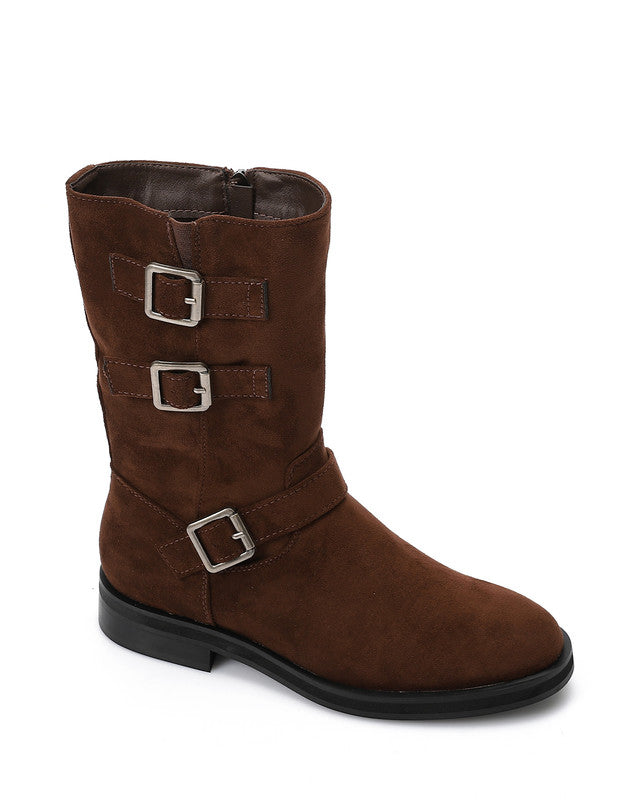 PRD-DVTX-019 Suede Mid Calf Biker Boots