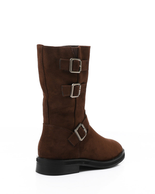 PRD-DVTX-019 Suede Mid Calf Biker Boots