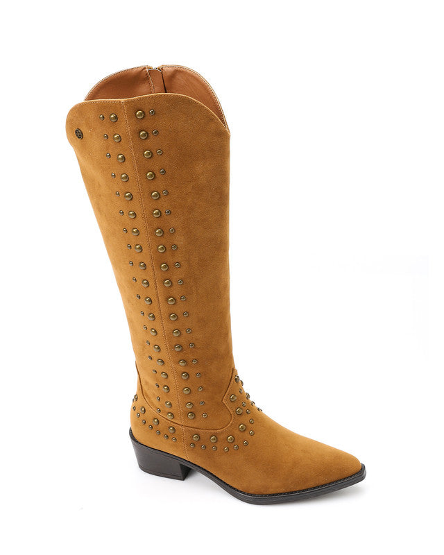 SUN-DVTX-002  Studded Suede Knee High Boot