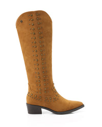 SUN-DVTX-002  Studded Suede Knee High Boot