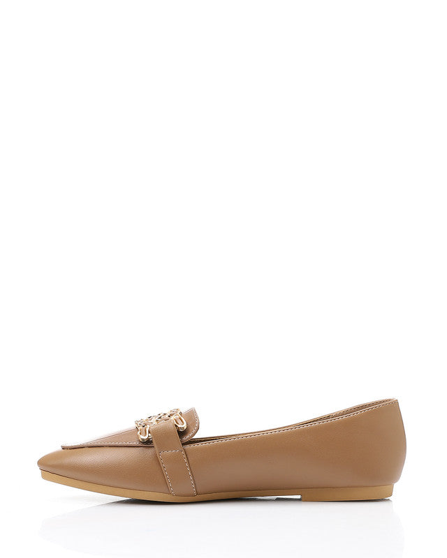 WAH-DVTX-006 Chic Pointed Toe Cap Flat Loafer