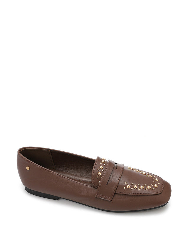 WAH-DVTX-008 Studed Plain Strap Leather Loafer