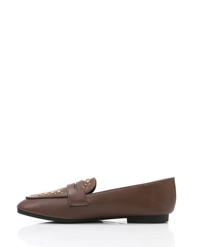 WAH-DVTX-008 Studed Plain Strap Leather Loafer