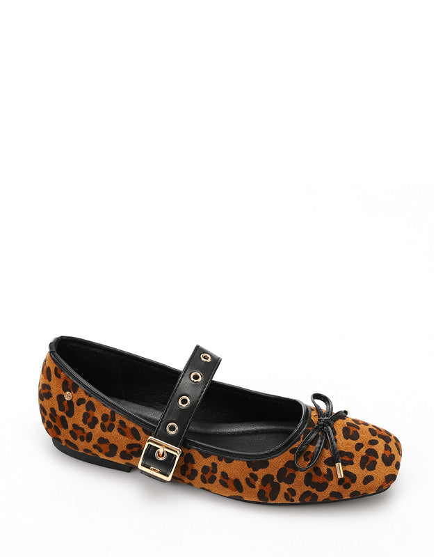 WAH-DVTX-009 Leopard Print Mary Jane Flats