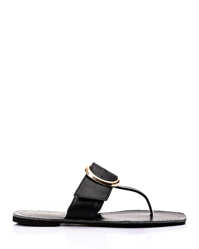 JAL-DJTH-008 Decorative Buckle Squared Open Toecap Slipper
